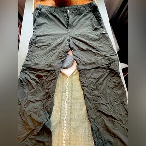 Columbia Convertible Zip Hiking Pants 34x36 Army green